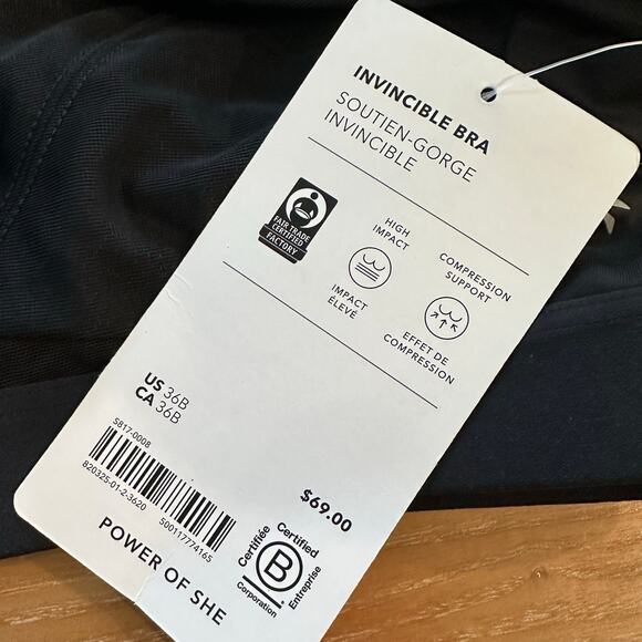 Athleta Invincible Sports Bra Black 36B - Picture 3 of 9